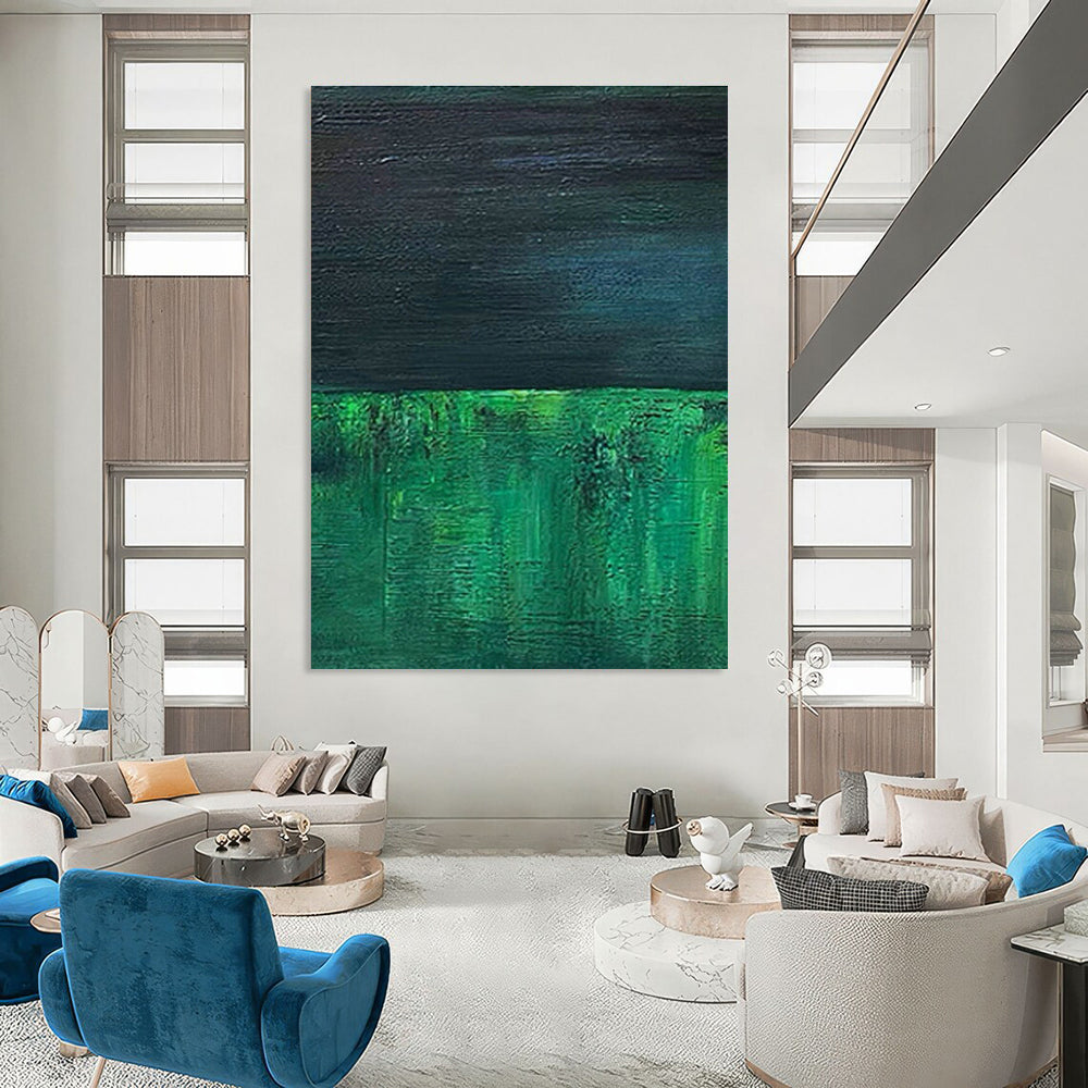 Deep Green and Black Abstract Art for Home Theater & Industrial - Style Loft DLZ1208
