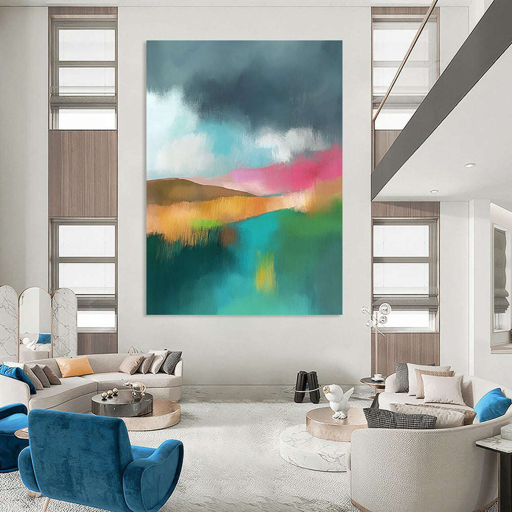 Vibrant Abstract Landscape Art for Rooftop Bar & Art Studio STSC087