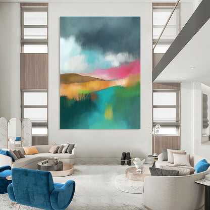 Vibrant Abstract Landscape Art for Rooftop Bar & Art Studio STSC087