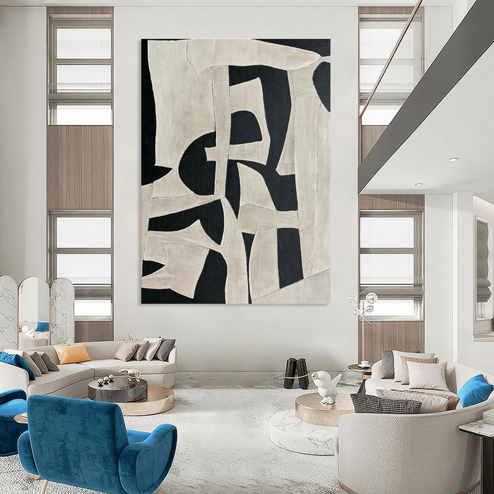 Black - White Geometric Art for Contemporary Office Breakout Areas DLZ0219