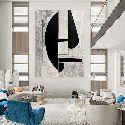 Geometric Black and White Abstract for Contemporary Office Lobby & Modern Art Gallery Corridor STSC465