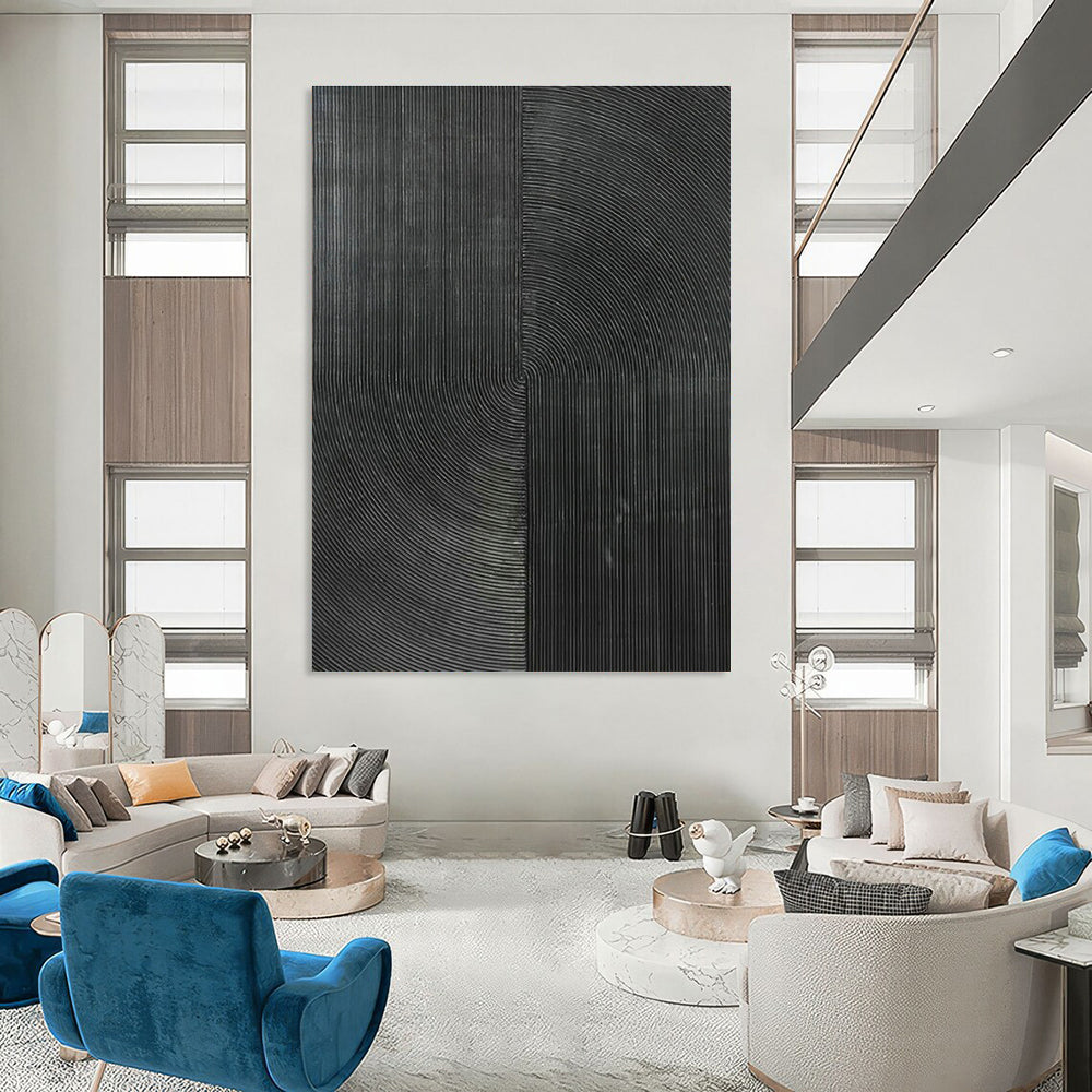 Black Textured Art for Industrial - Style Bar & Modern Art Museum DLZ1796
