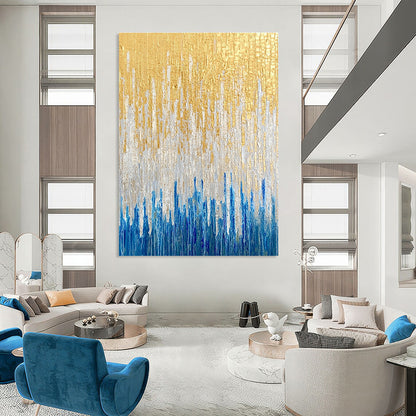 Gold and Blue Textured Abstract for High - End Boutique Lounge & Art - Inspired Spa STSC163