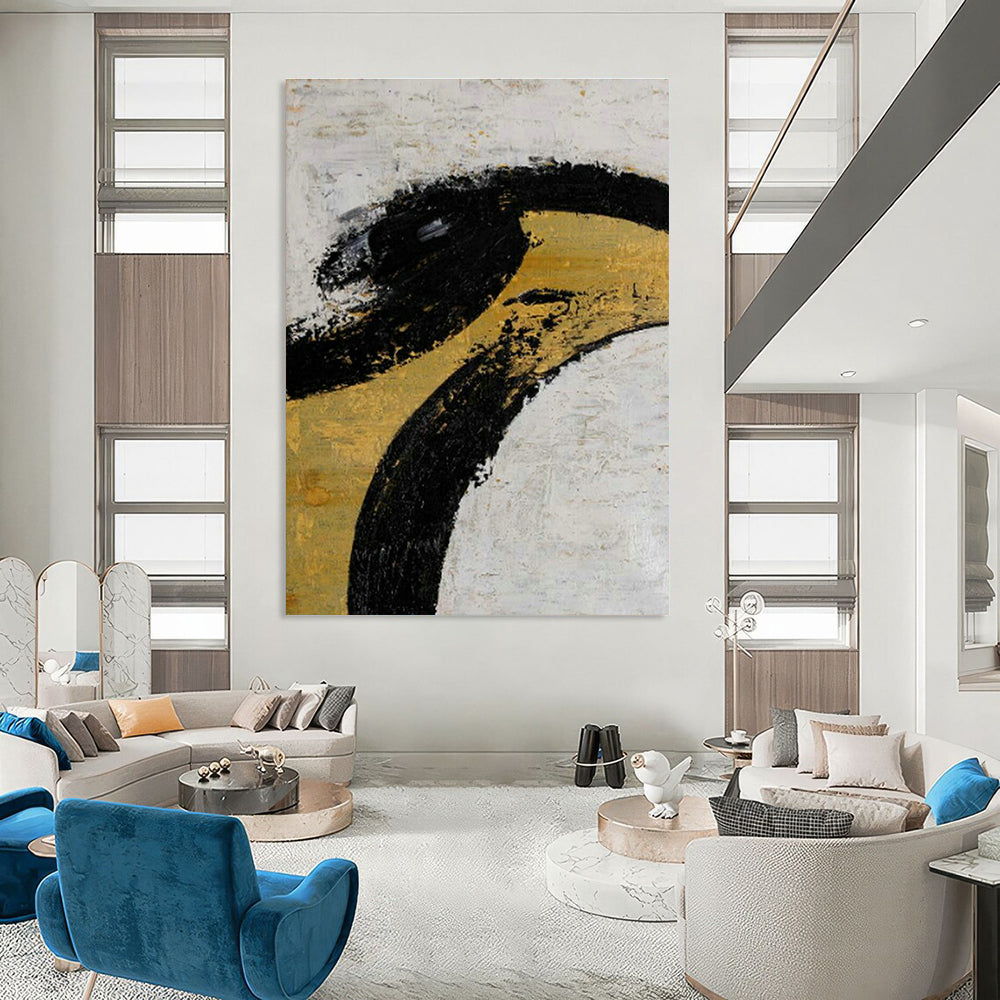 Black - Gold Abstract Art for High - End Restaurant Private Dining Rooms DLZ0039