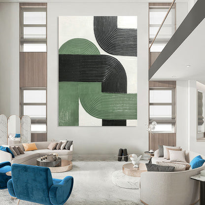 Green - Black Relief Art for Modern Minimalist Bedroom & Urban Art Gallery DLZ1178