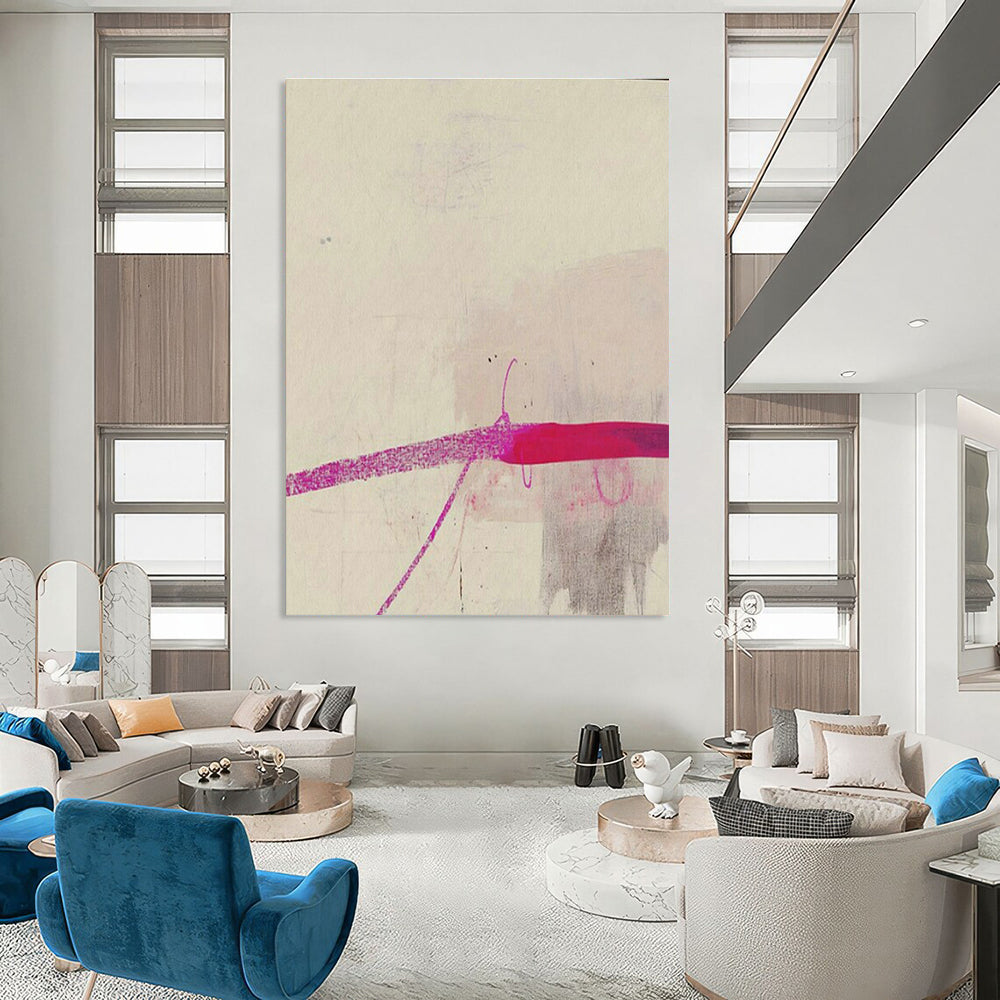 Pink - Purple Line Abstract Art for Bohemian Café & Creative Writing Studio DLZ1942