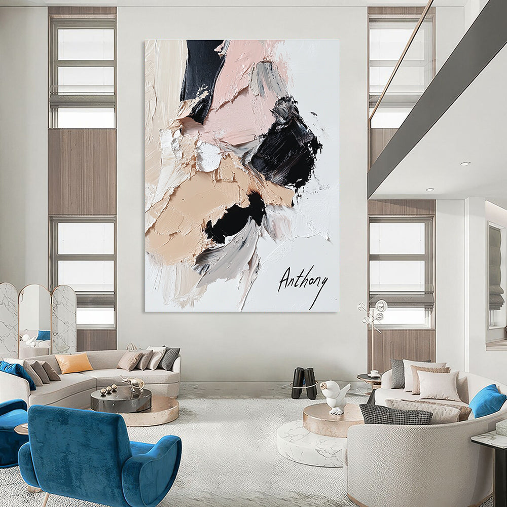 White and Blue Textured Abstract for Serene Bedroom & Minimalist Office STSC258