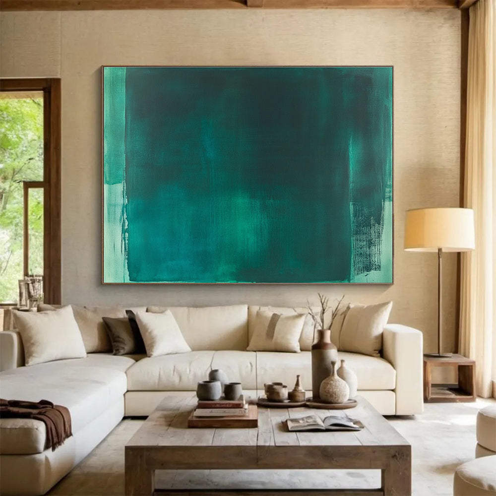 Teal Monochromatic Abstract Art for Contemporary Office & Art - Themed Lounge SC233