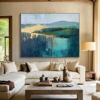Green and Gold Landscape Art for Botanical - Themed Home & Luxury Spa SC315