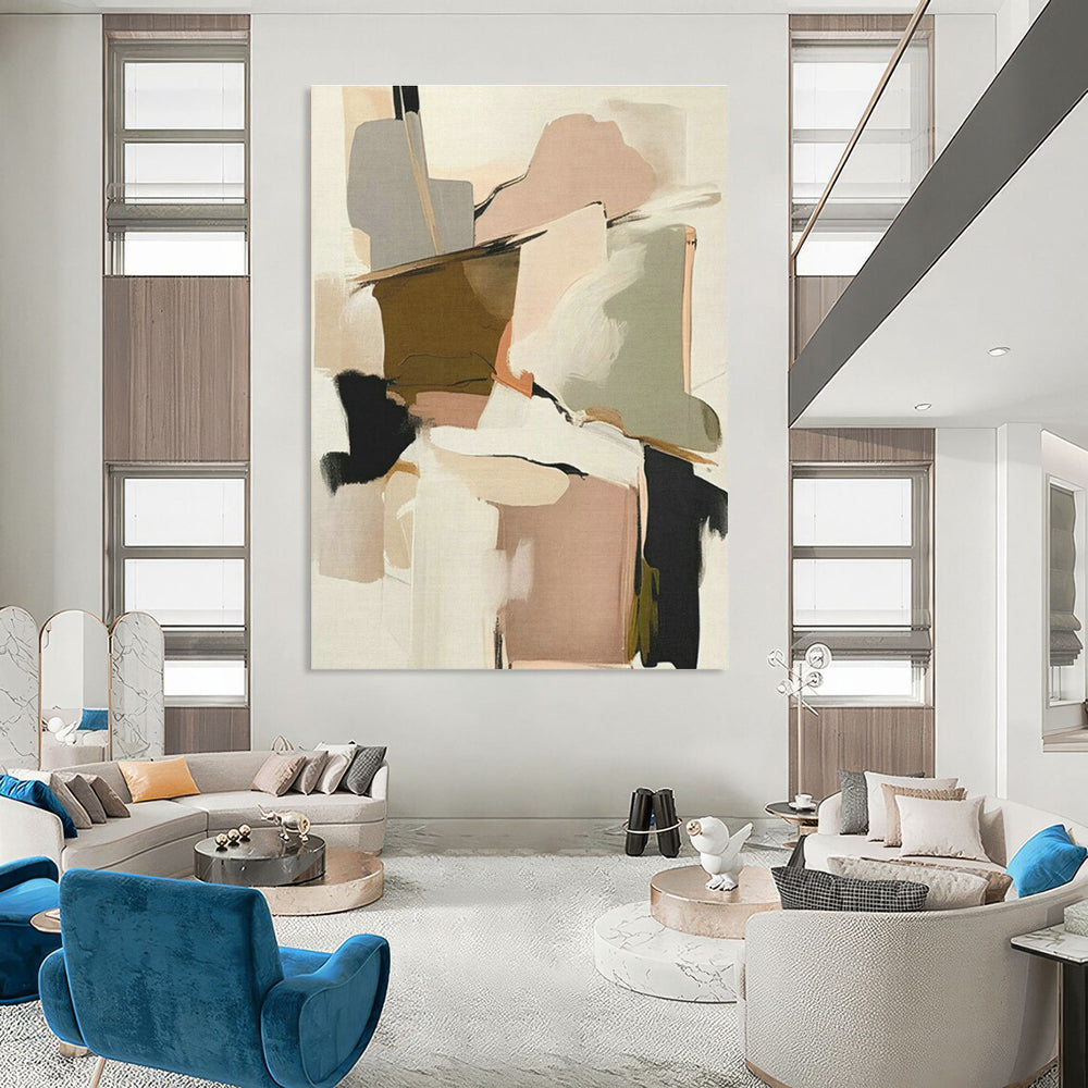 Pink - Brown Geometric Abstract Art for Bridal Boutique & Feminine Home Office DLZ1642