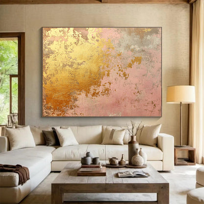 Pink & Gold Textured Art for Elegant Bedroom & Luxury Spa SC480