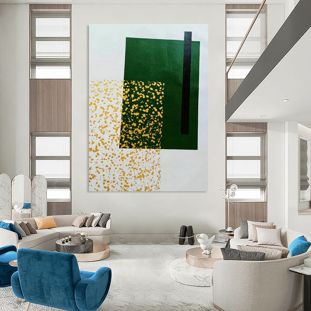 Green and Yellow Geometric Abstract Art for Modern - Tropical Home & Art - Centric Co - working Space DLZ0759