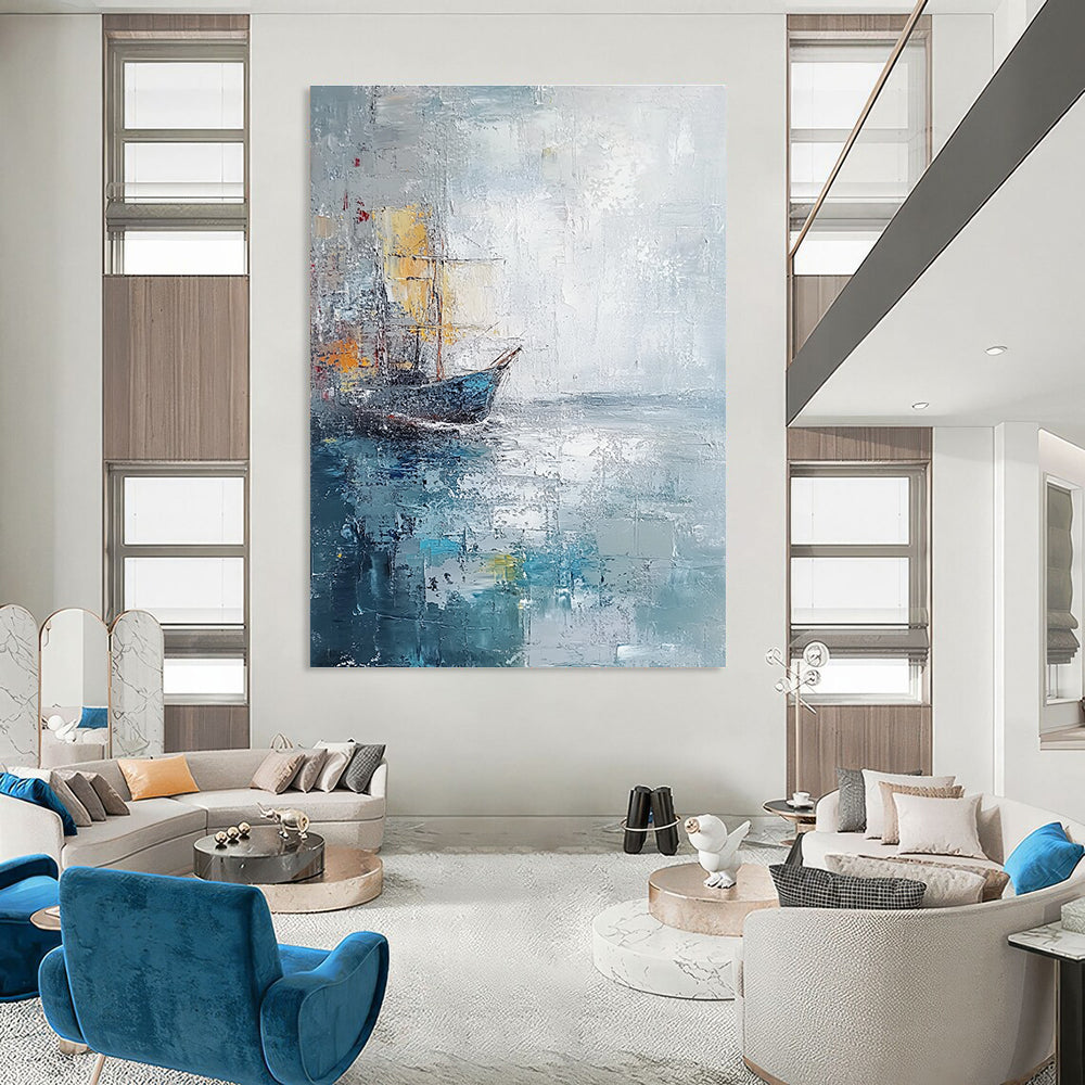Sailing Ship in Mist Art for Nautical - Themed Restaurant & Coastal Home Office STSC120