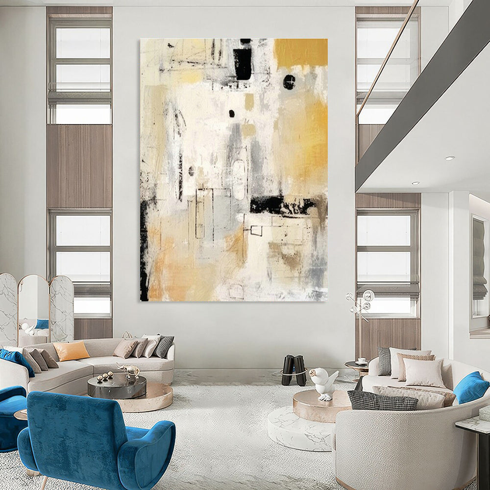 Yellow - Gray Abstract Art for Contemporary Café & Art - Lovers’ Studio DLZ1932