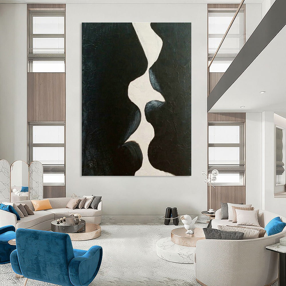 Black - White Abstract Kiss Art for Modern Love - Themed Café & Art - Themed Bedroom DLZ2114