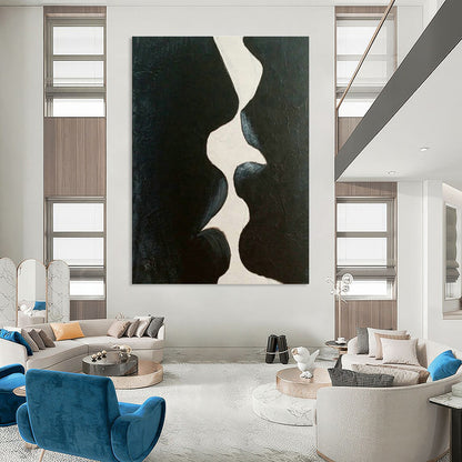 Black - White Abstract Kiss Art for Modern Love - Themed Café & Art - Themed Bedroom DLZ2114