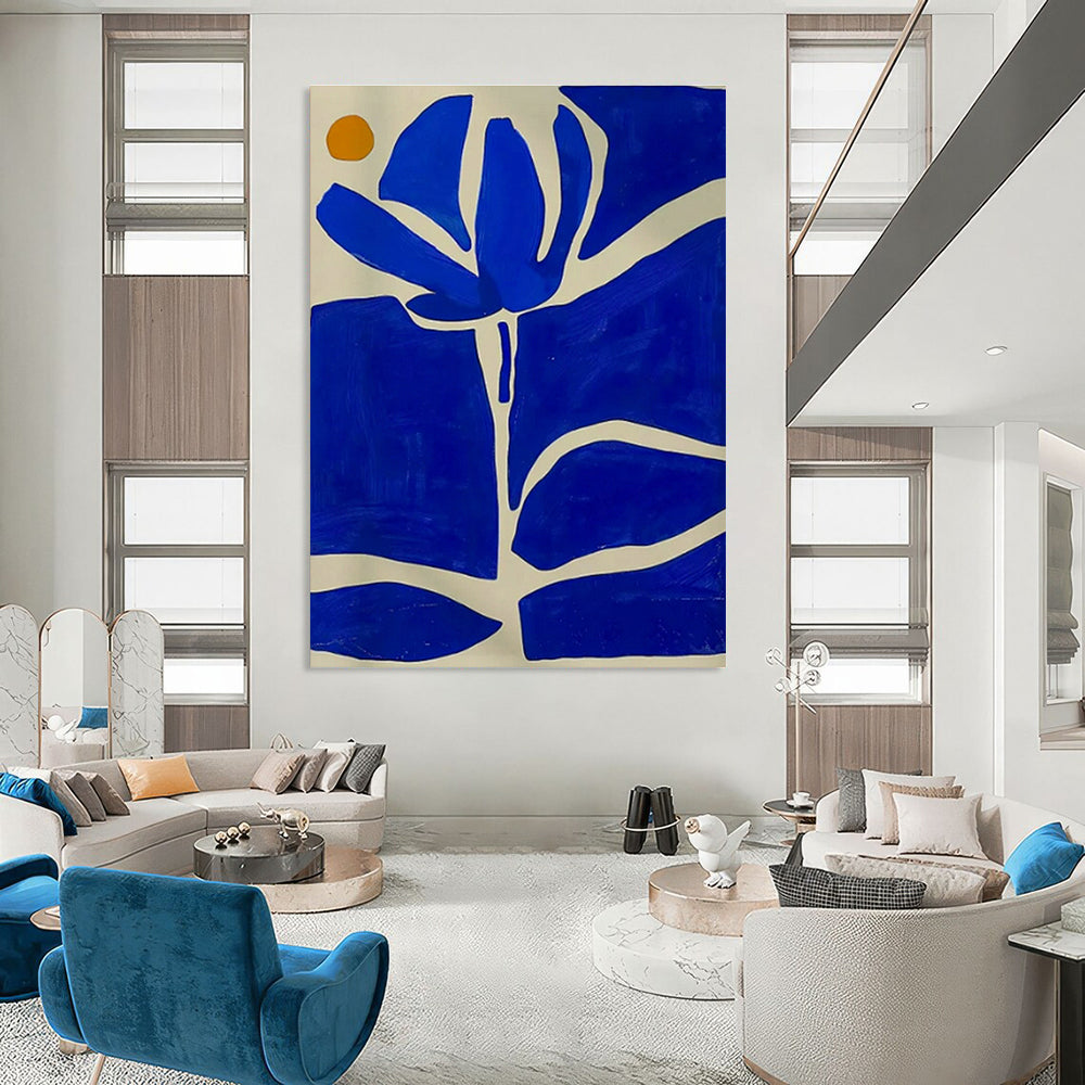 Blue Flower Abstract Art for Bohemian Garden House & Artisan Shop DLZ1759