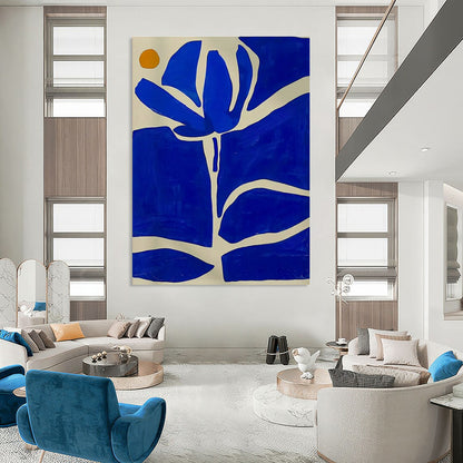 Blue Flower Abstract Art for Bohemian Garden House & Artisan Shop DLZ1759