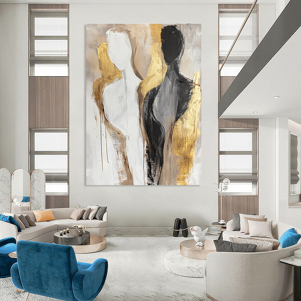 Abstract Human Forms in Neutrals for Scandinavian - Style Bedroom & Contemporary Art Gallery STSC441