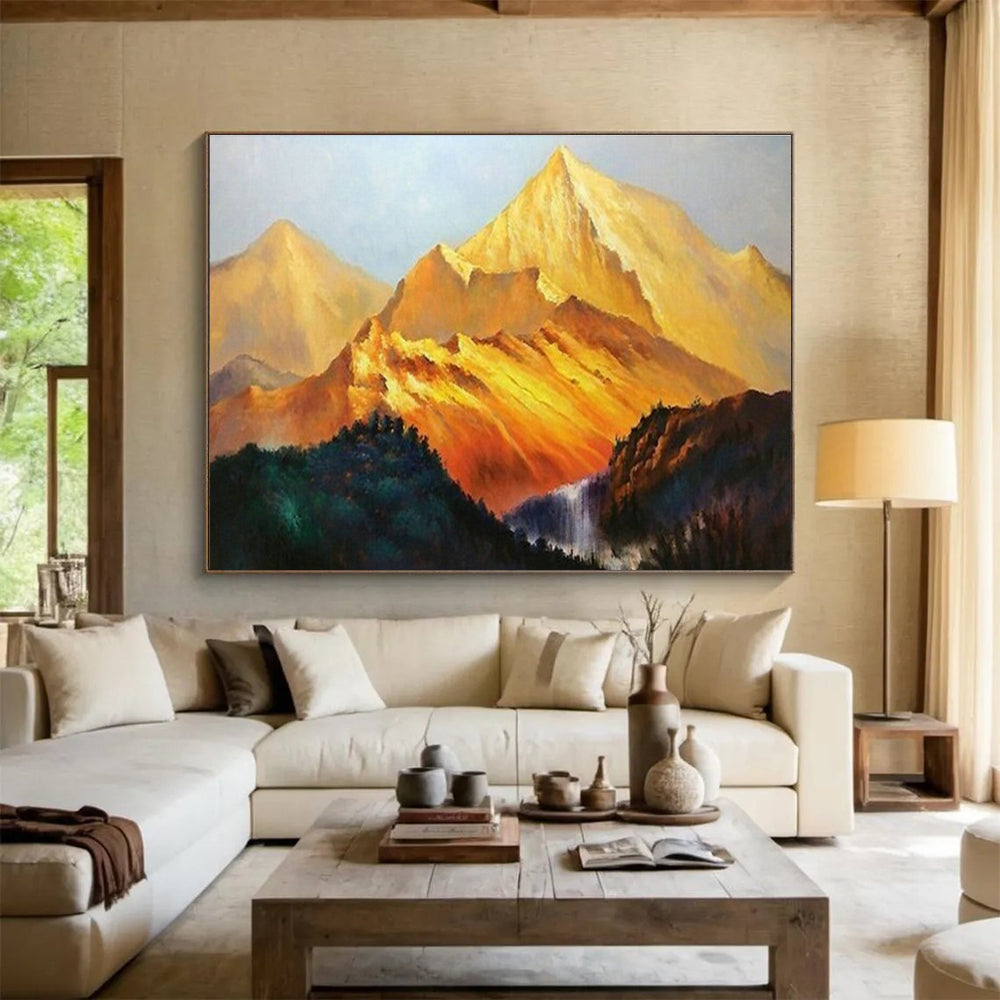 Golden Mountain Landscape Oil Painting for Grand Foyer DLZ2817