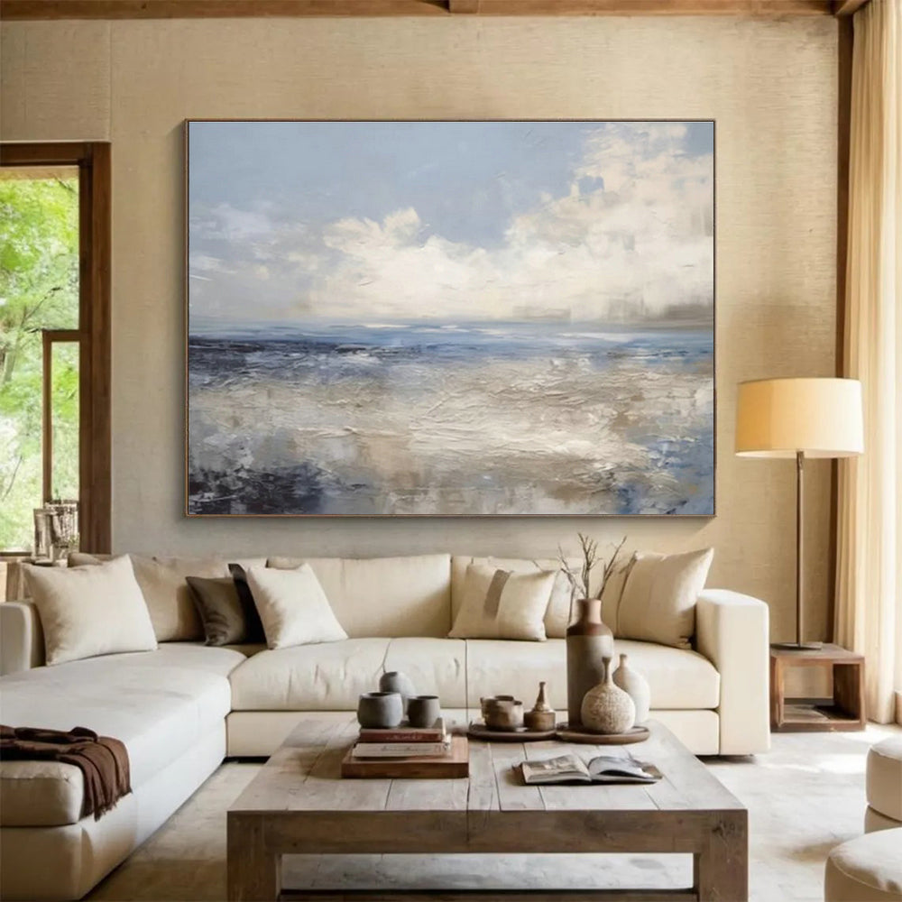 Blue - Grey Seaside Abstract Art for Relaxing Reading Nook DLZ2721