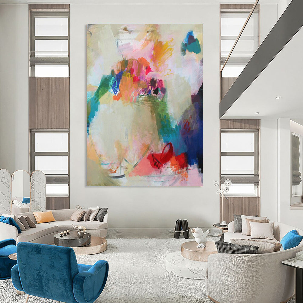Colorful Floral Abstract Art for Bohemian - Style Cafés DLZ0150