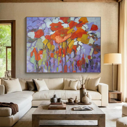 Purple - Based Floral Abstract Art for Bohemian - Style Boutique Dressing Rooms DLZ3237