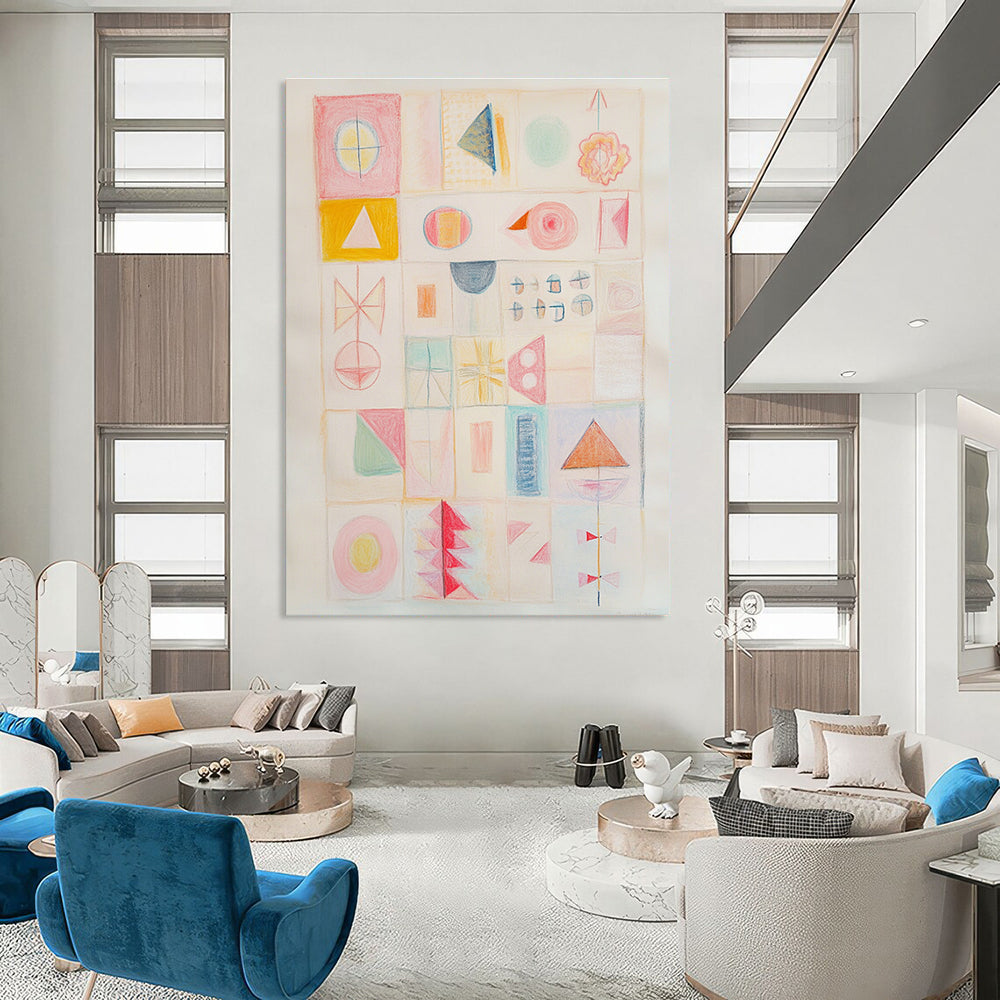 Pastel Geometric Shapes for Minimalist Nursery & Soft - Toned Art Gallery STSC985