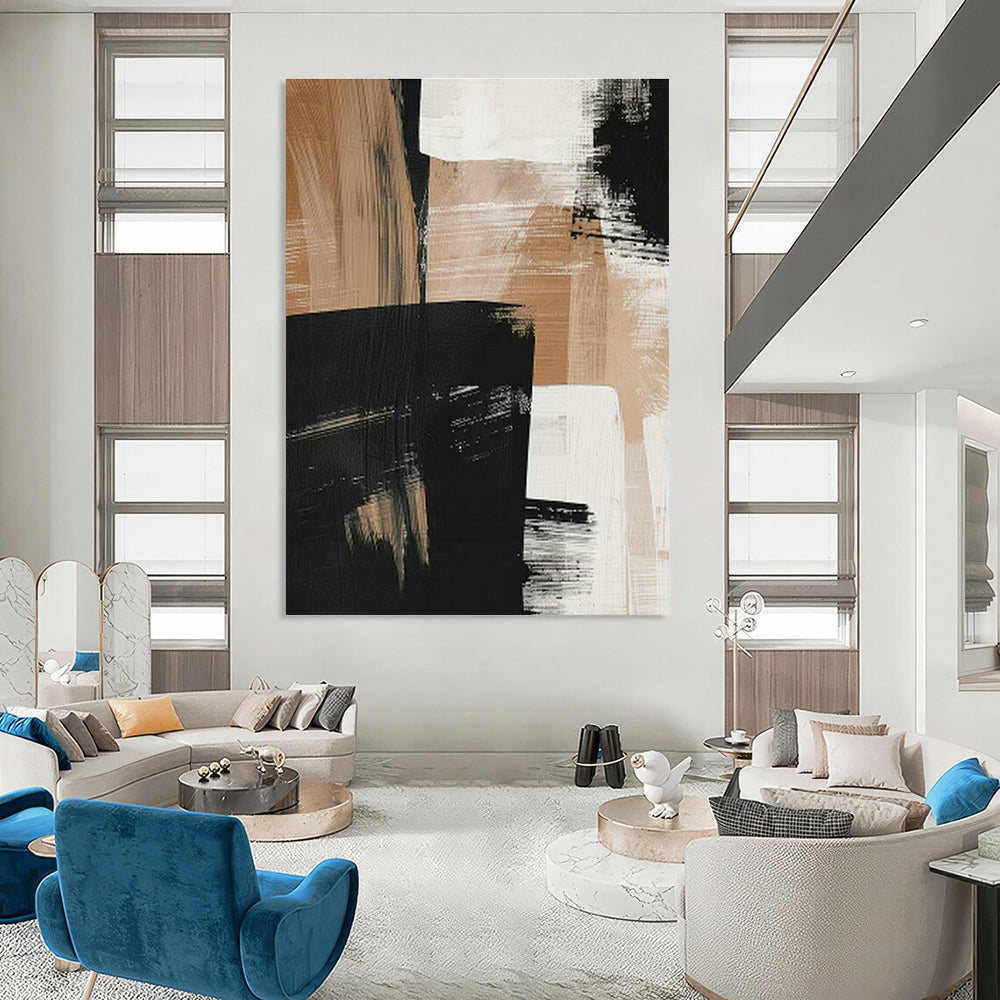 Brown - Black Abstract Painting for Industrial - Style Loft & Corporate Boardroom DLZ0659