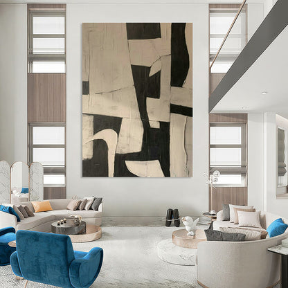 Black - White Geometric Abstract Art for Contemporary Office & Minimalist Art Gallery DLZ1874