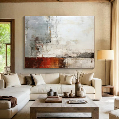 Gray - White - Red Abstract Art for Industrial - Style Dining Areas DLZ2427