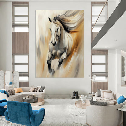 Galloping White Horse for Equestrian - Themed Home & Motivational Office STSC896