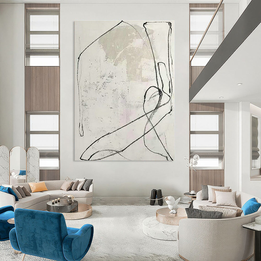 White - Wall Line Art for Minimalist Bedroom Headboards DLZ0256