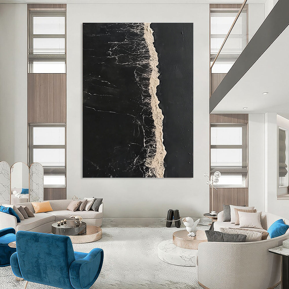 Black and White Textured Art for Minimalist Home Entryway & Contemporary Art Gallery STSC1044