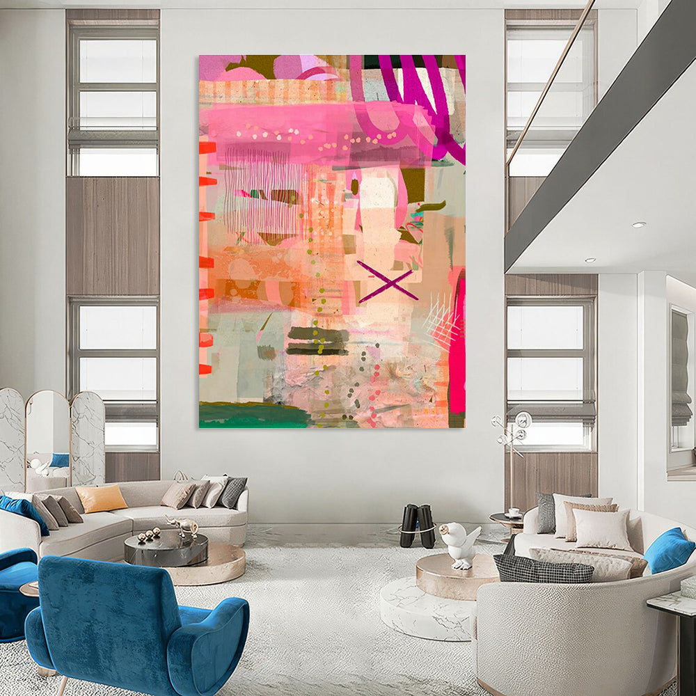 Pink - Purple Dynamic Abstract Art for Fashion Boutique Display Walls DLZ0082
