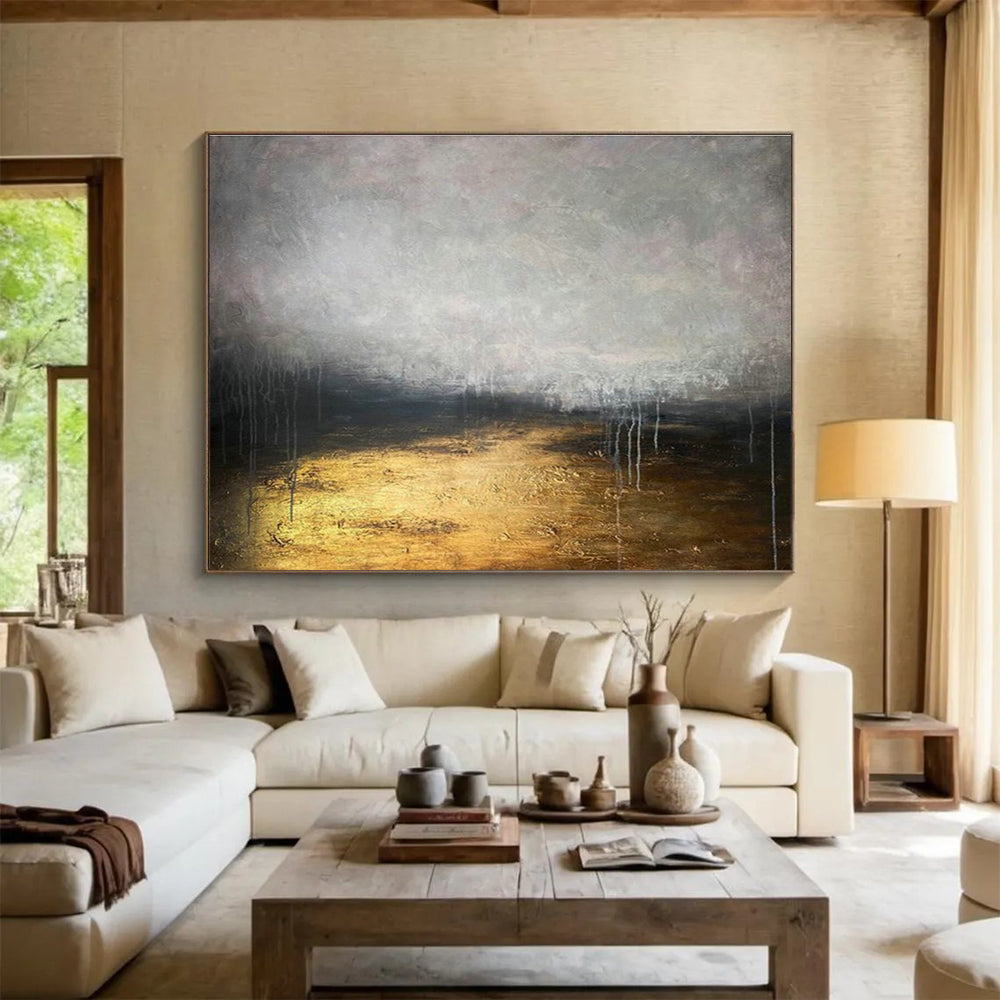 Gold Leaf Abstract Art for Luxury Hotel Presidential Suite Living Rooms DLZ3166