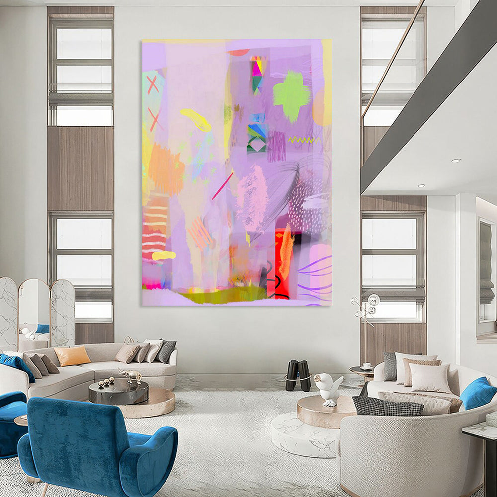 Light Purple Abstract Art for Modern Home Yoga Studio Corners DLZ0169