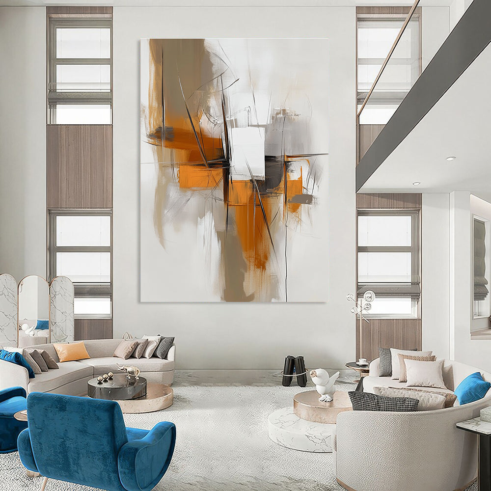 Dynamic Orange and Gray Abstract for Modern Office & Industrial - Style Restaurant STSC842