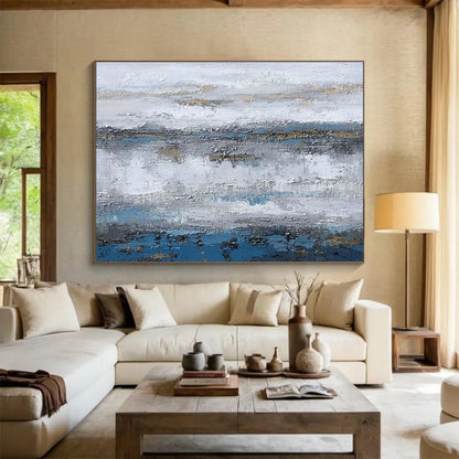 Gray - Blue - Gold Abstract for Luxury Hotel Lobby DLZ2993
