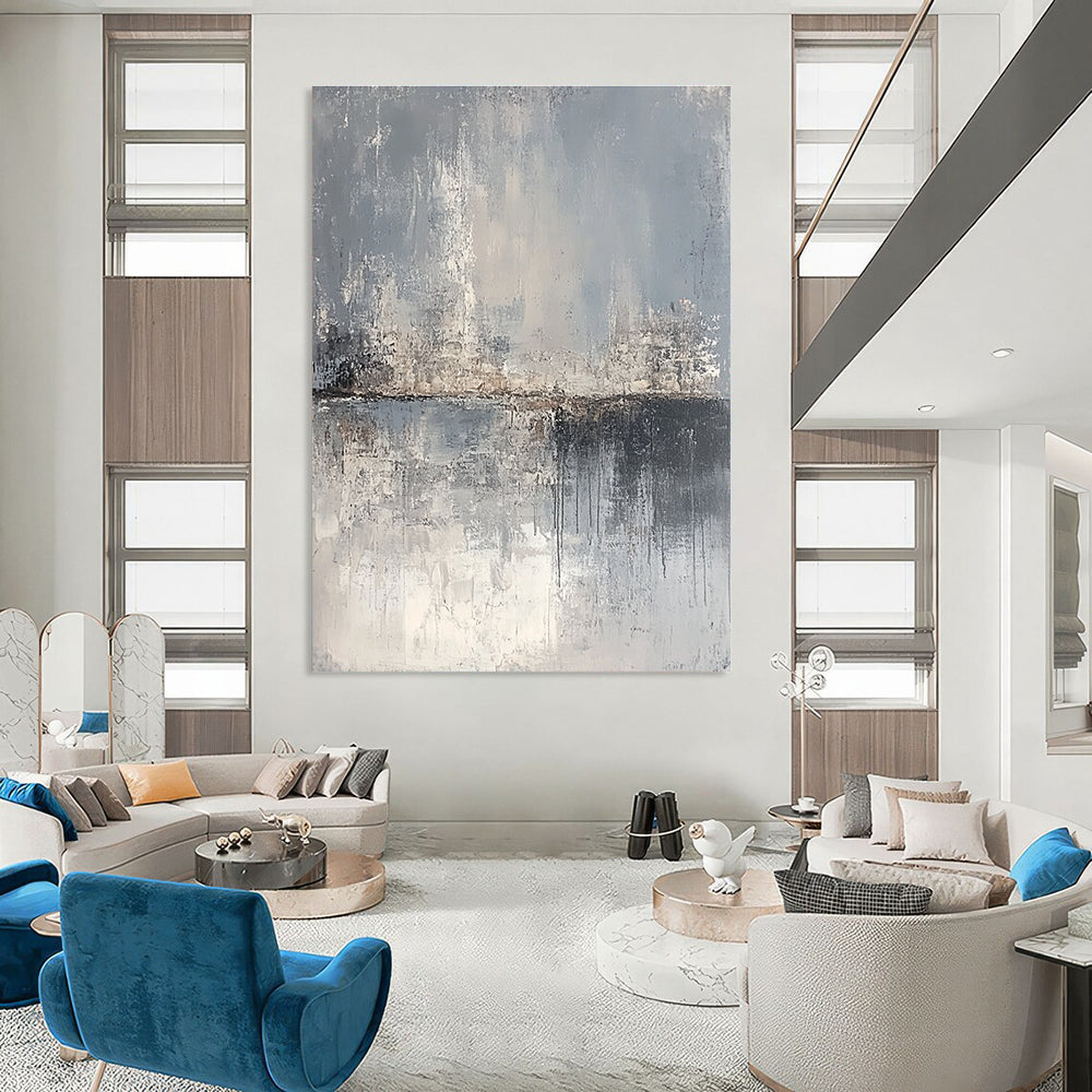 Serene Gray Landscape Art for Bedroom & Office Lounge STSC063