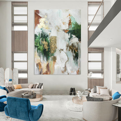 Green, Gold, and Brown Abstract Art for Rustic Winery Tasting Room & Nature - Lover’s Lounge DLZ1018