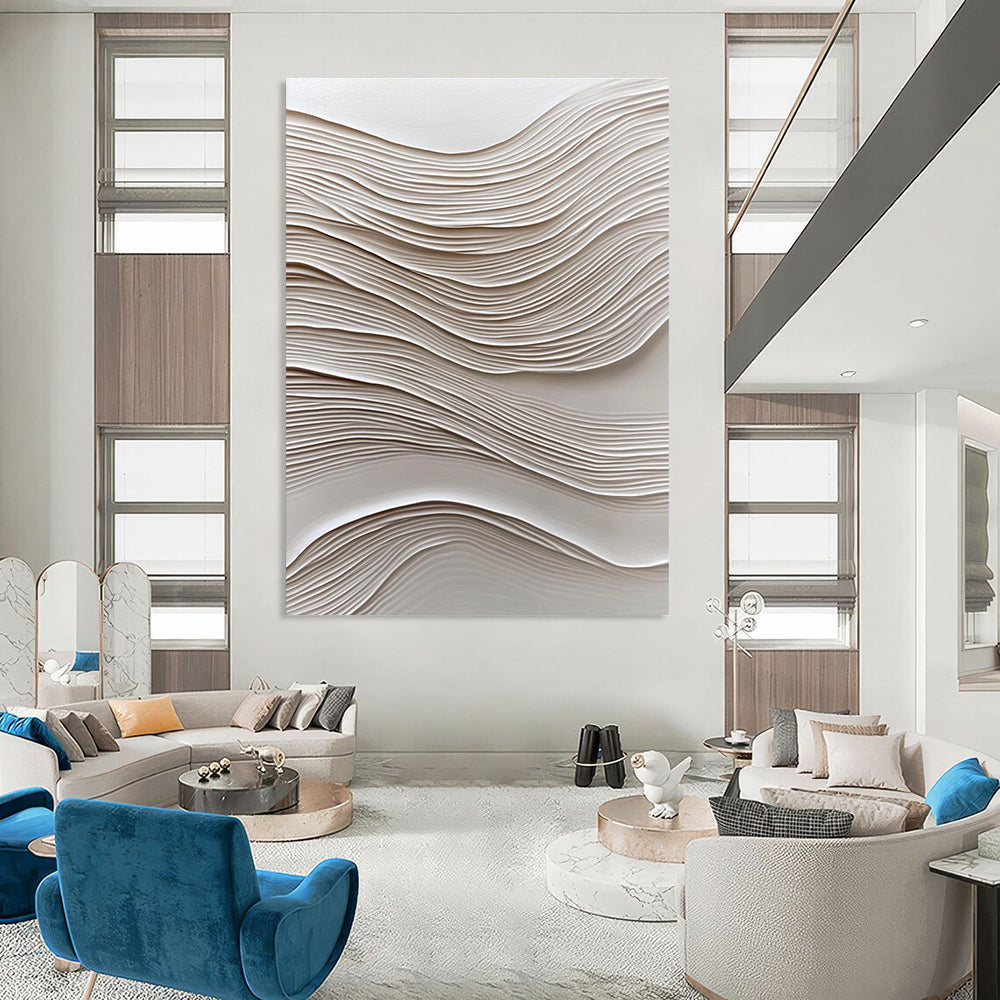 White Wavy Textures for Minimalist Bedroom & Contemporary Art Exhibition STSC965