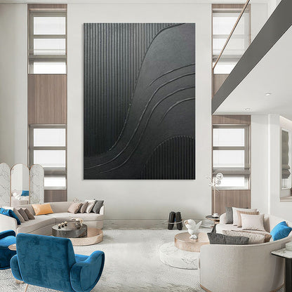 Black Textured Abstract Art for Industrial Loft & Contemporary Art Gallery DLZ2182