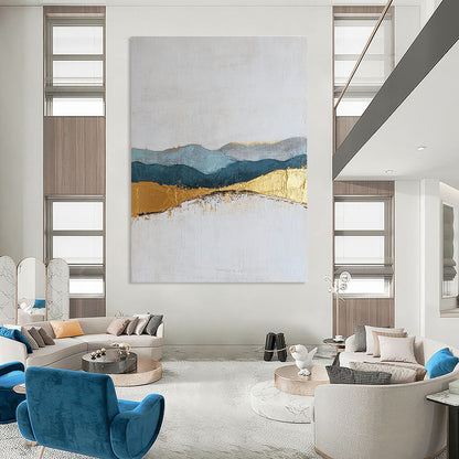 Golden - Hued Mountain Range Art for Luxury Living Room & Hotel Reception STSC110