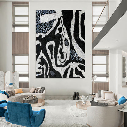 Black - White Textured Art for Industrial Café Restroom Walls DLZ0052