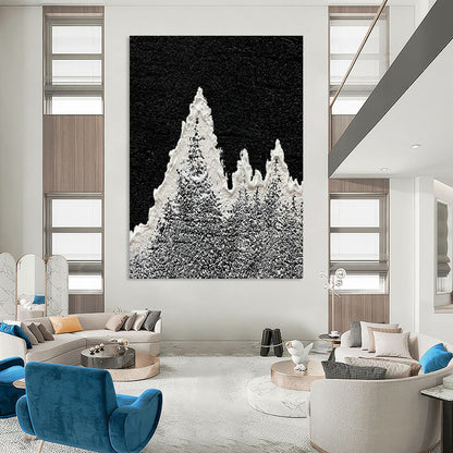 Black - White Snow Mountain Art for Minimalist Ski Lodge Common Areas DLZ0019