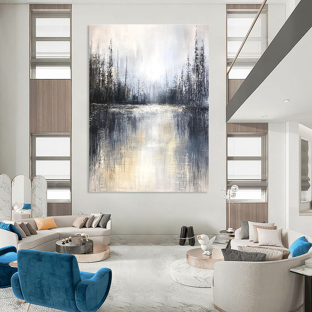 Grayish Forest Lake Art for Bedroom & Spa STSC083