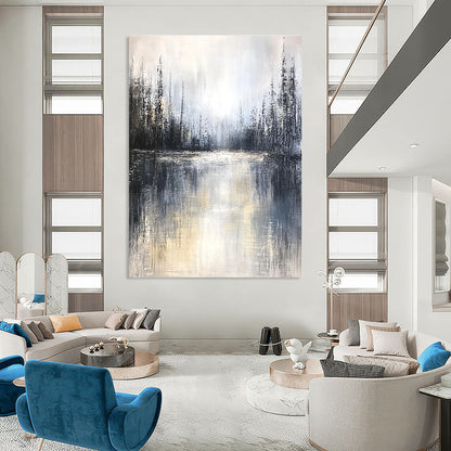 Grayish Forest Lake Art for Bedroom & Spa STSC083