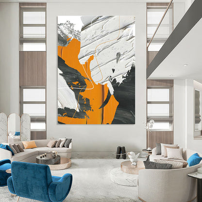 Orange, Gray, and White Abstract Art for Modern Fitness Studio & Art - Centric Apartment DLZ2228