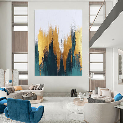 Luxe Gold - Teal Abstract Art for Dining Room & Boutique STSC062